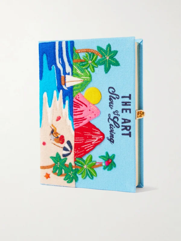Olympia Le-Tan + Mlle Mouns the Art of Slow Living Embroidered Appliquéd Canvas Clutch