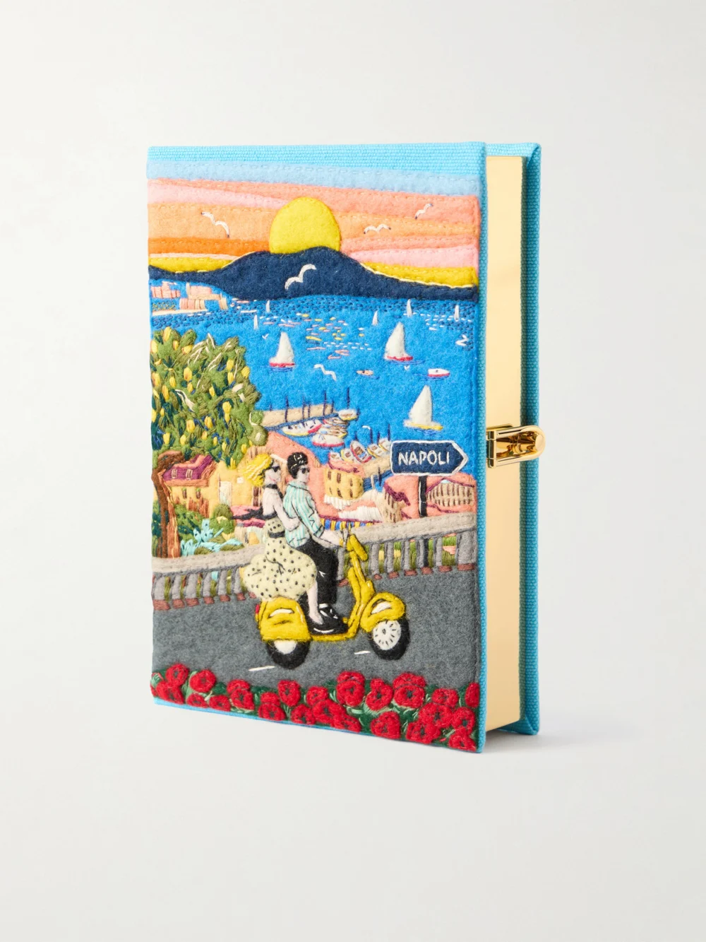 Olympia Le-Tan Napoli Appliquéd Embroidered Canvas Clutch in multi
