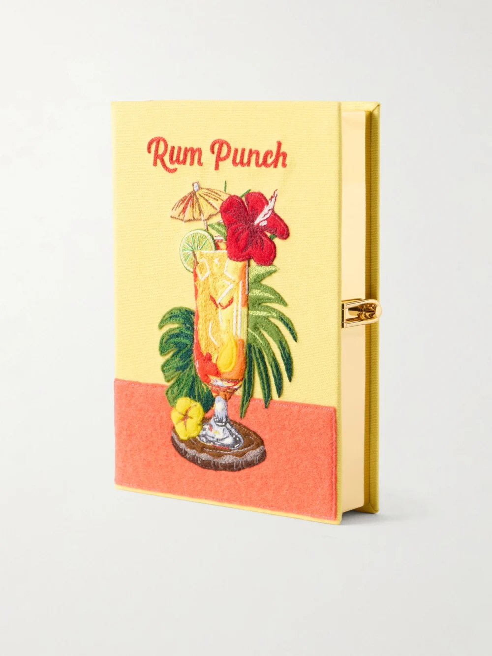 Olympia Le-Tan Rum Punch Appliquéd Embroidered Canvas Clutch in yellow