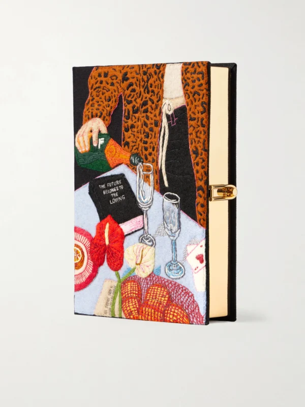Olympia Le-Tan The Loving Embroidered Canvas Clutch