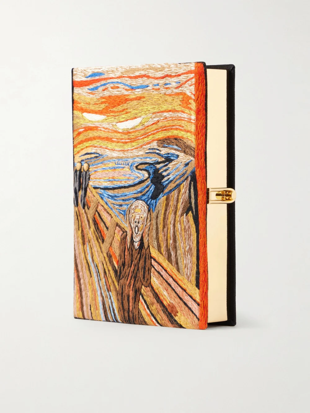 Olympia Le-Tan The Scream Embroidered Canvas Clutch in multi