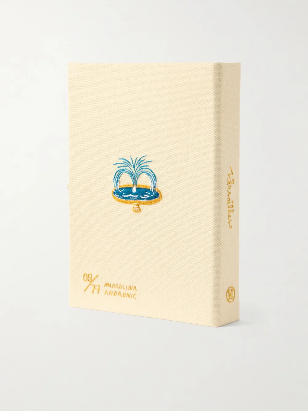 Back view of the Olympia Le-Tan Versailles Appliquéd Embroidered Canvas Clutch