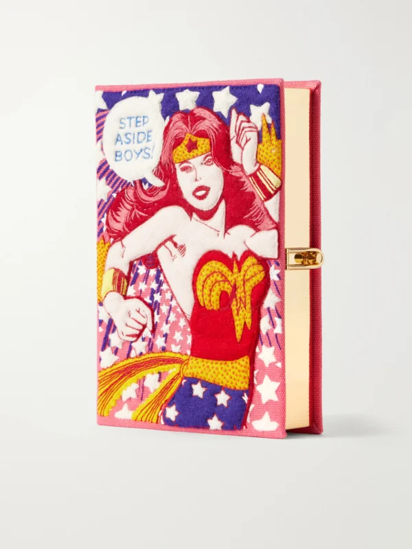 Olympia Le-Tan Wonder Woman Embroidered Canvas Clutch