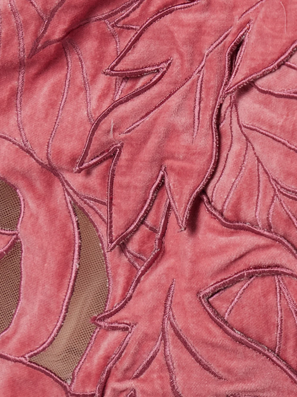 Close-up detail of the Oscar de la Renta Appliquéd Tulle Mini Dress