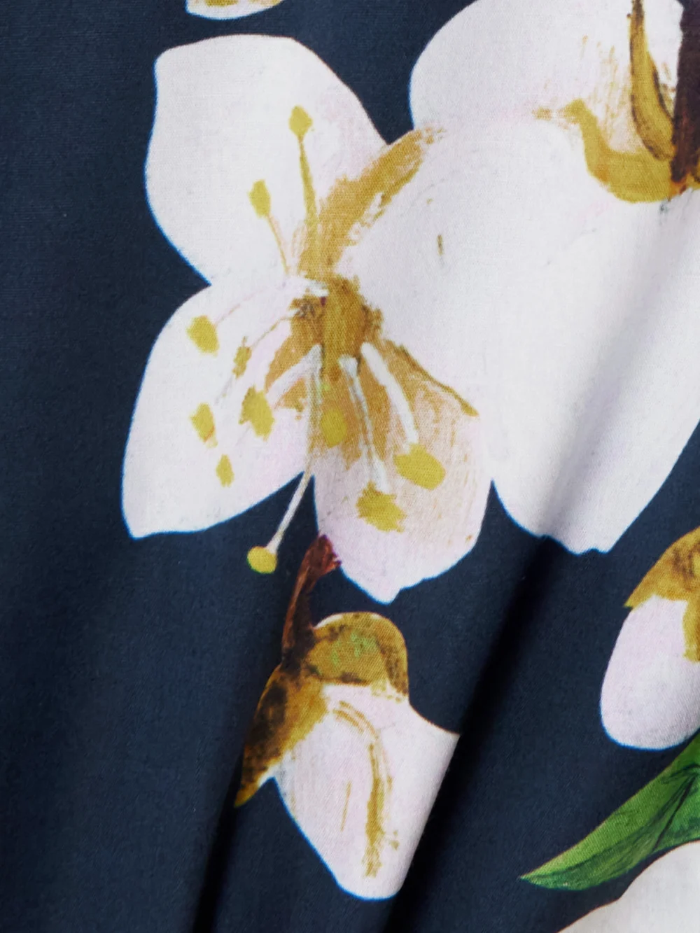 Close-up detail of the Oscar de la Renta Belted Floral-print Cotton-blend Poplin Midi Shirt Dress