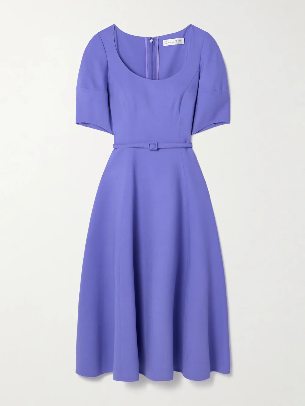 Oscar de la Renta Belted Wool-blend Midi Dress in purple
