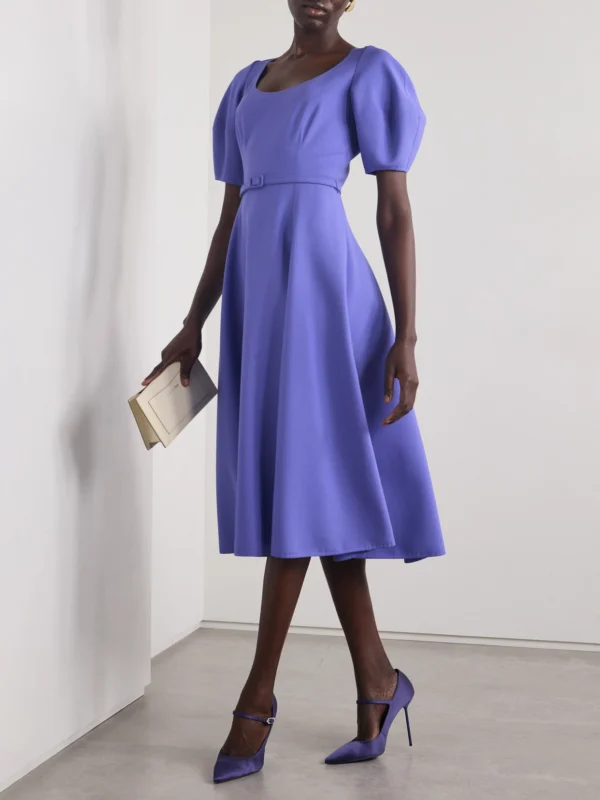 Oscar de la Renta Belted Wool-blend Midi Dress