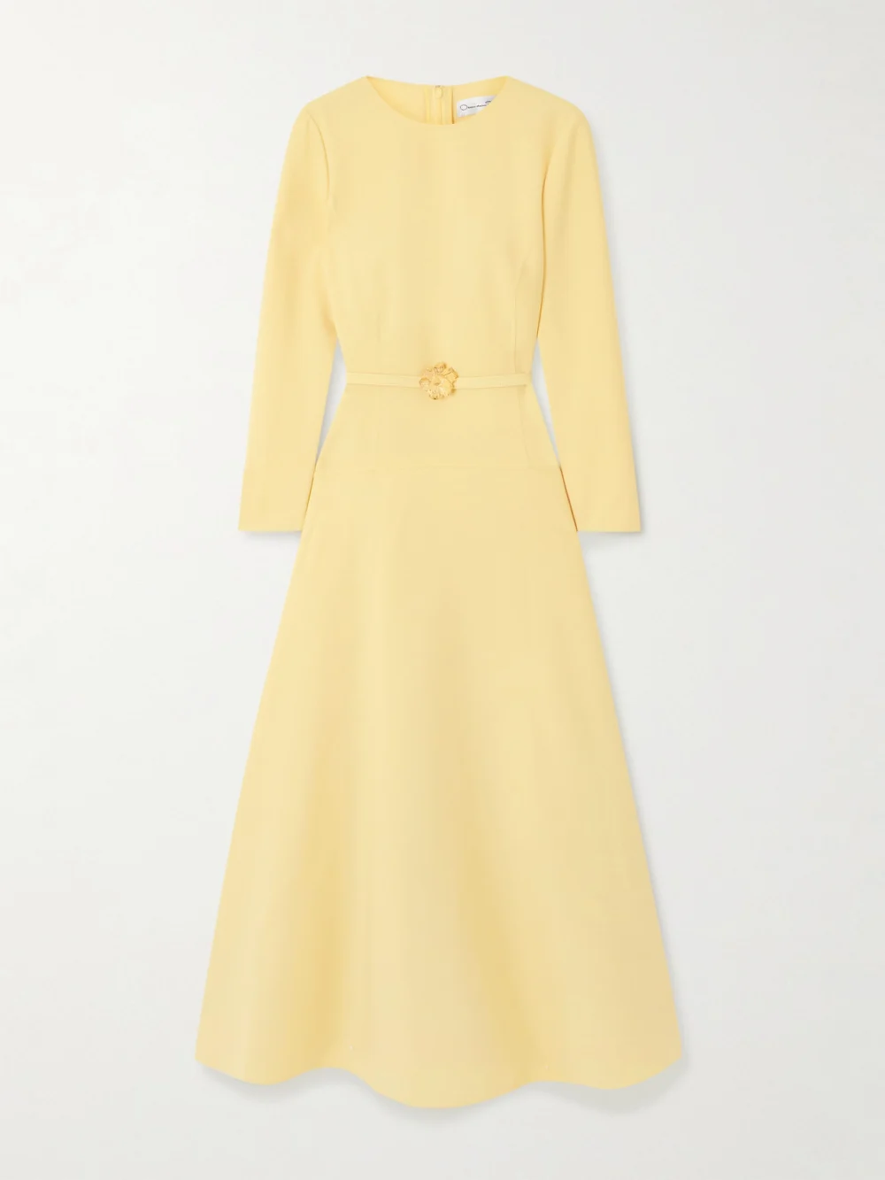 Oscar de la Renta Belted Wool-blend Midi Dress in yellow