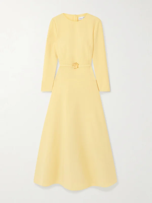 Oscar de la Renta Belted Wool-blend Midi Dress