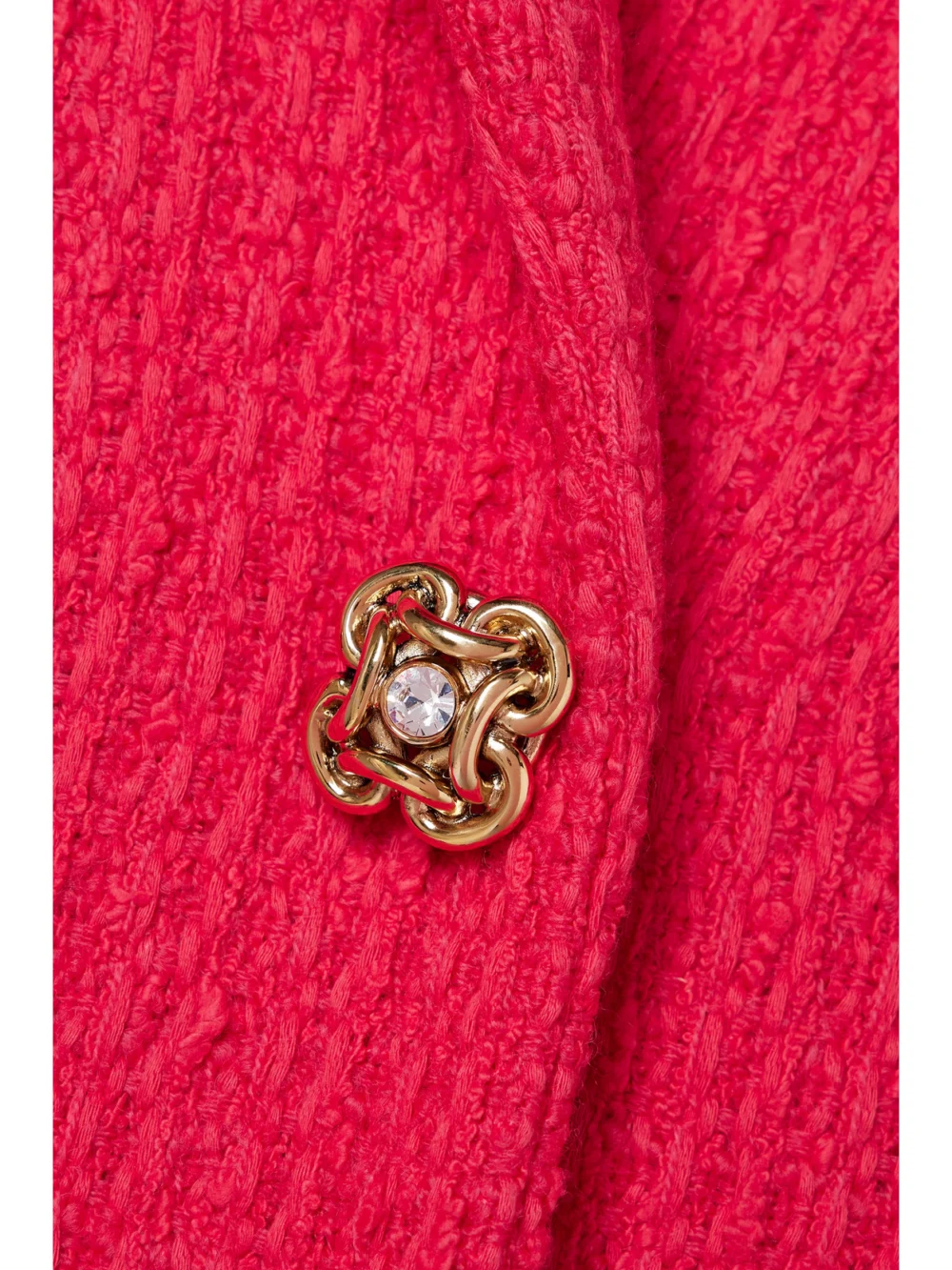 Close-up detail of the Oscar de la Renta Button-embellished Frayed Wool-blend Tweed Mini Dress