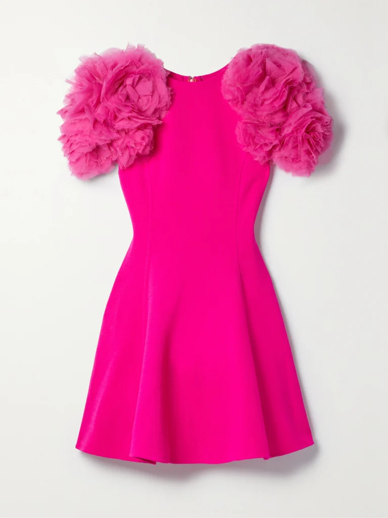 Oscar de la Renta Chiffon-trimmed Wool-blend Mini Dress
