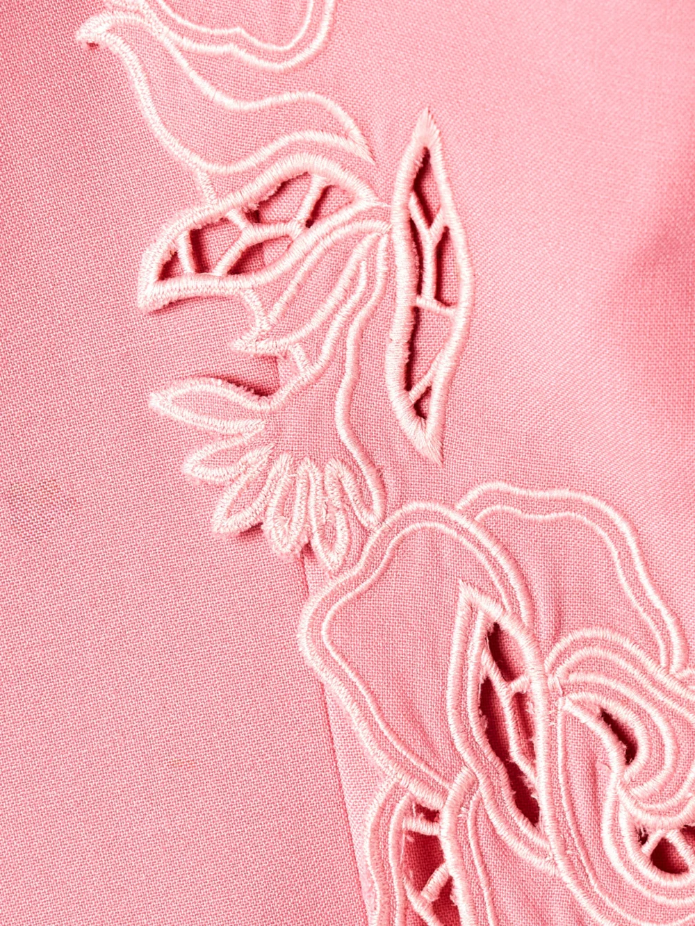 Close-up detail of the Oscar de la Renta Cutout Guipure Lace-trimmed Wool-blend Crepe Mini Dress