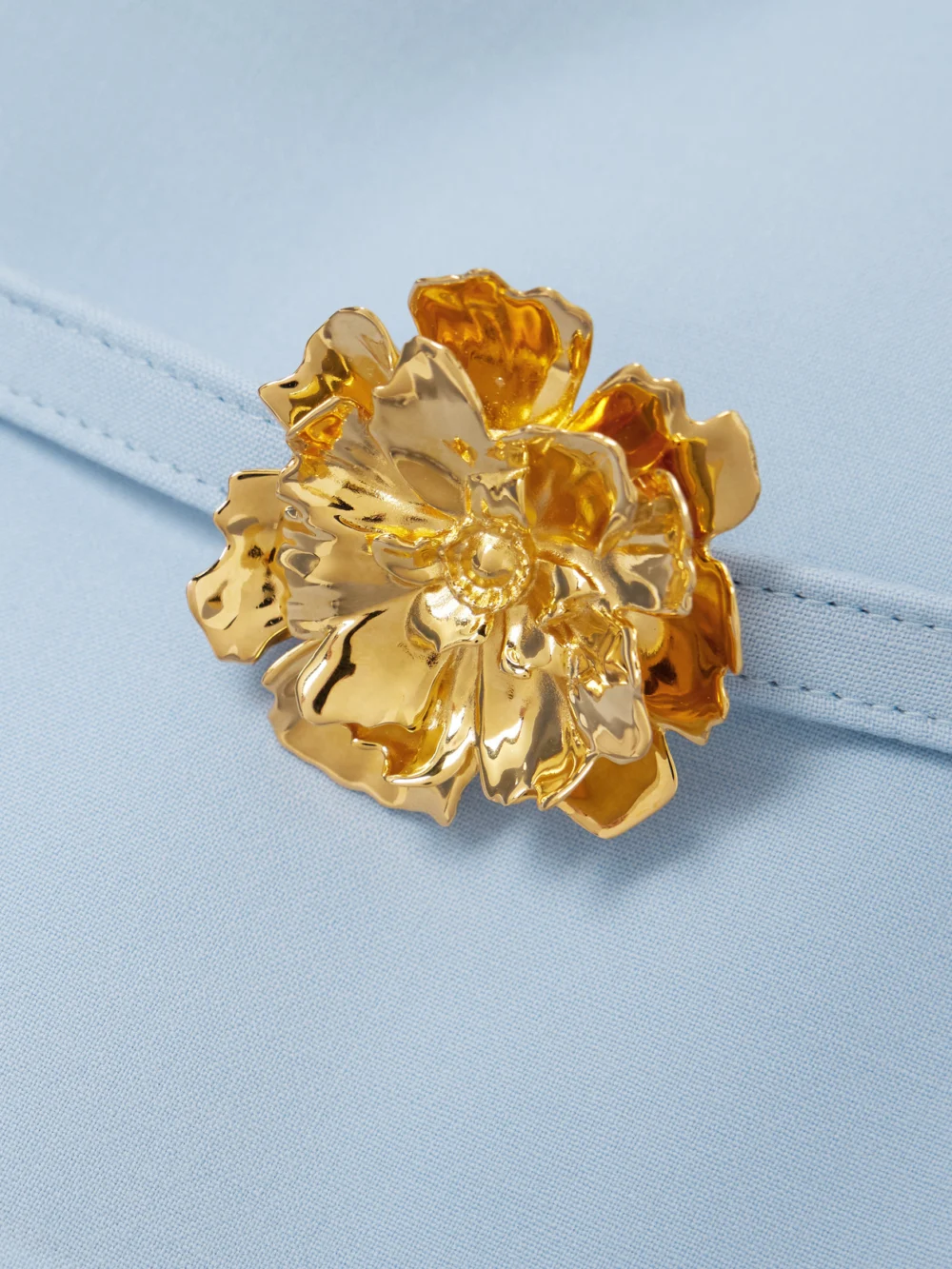 Close-up detail of the Oscar de la Renta Embellished Belted Wool-blend Midi Dress