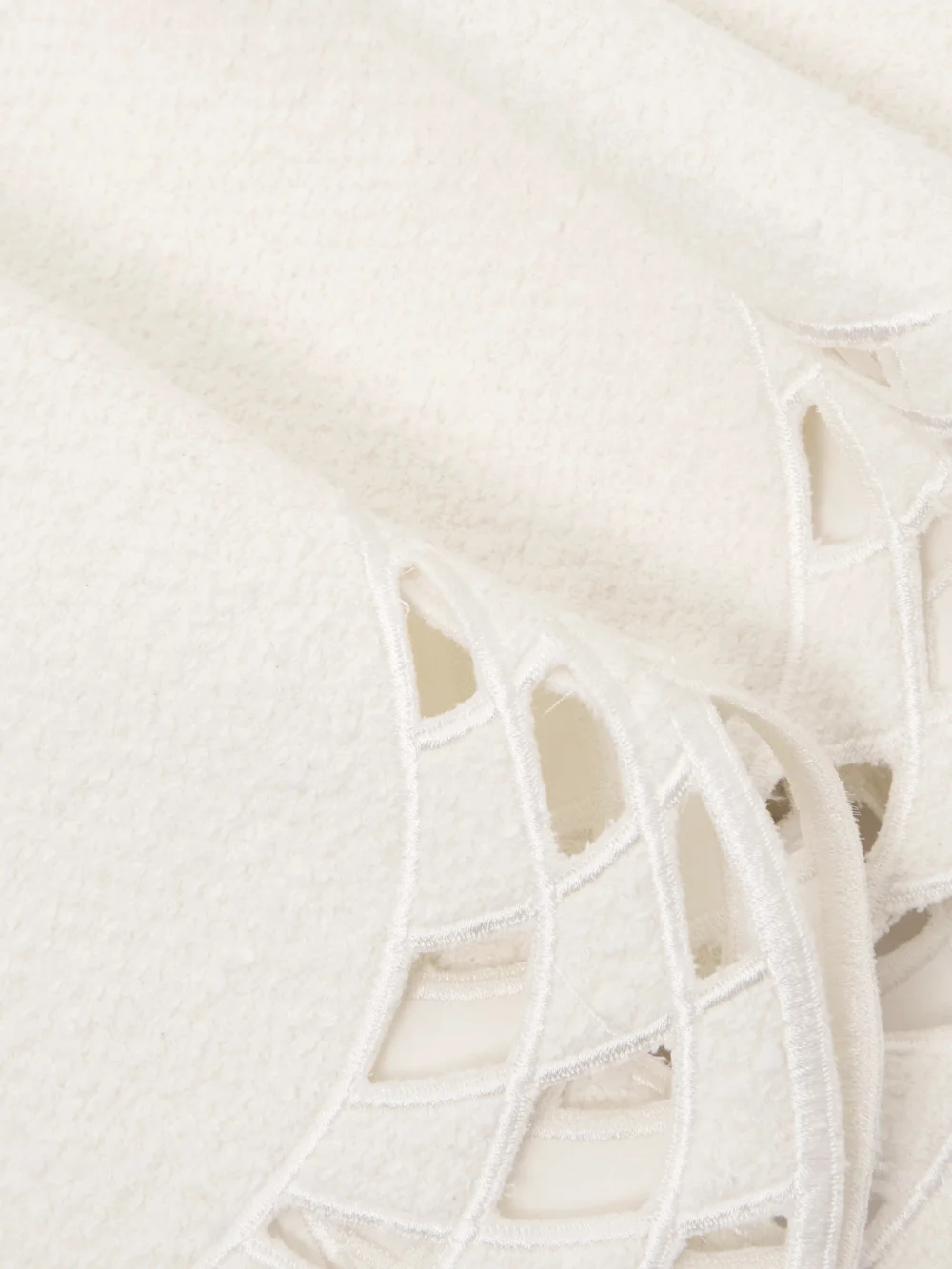 Close-up detail of the Oscar de la Renta Embroidered Cutout Cotton-blend Tweed Mini Dress