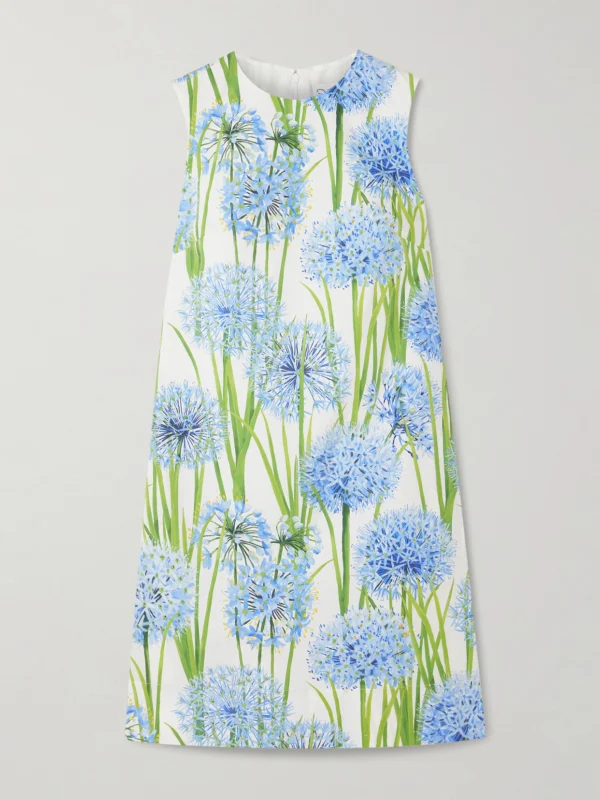 Oscar de la Renta Floral-print Cotton-blend Poplin Mini Dress
