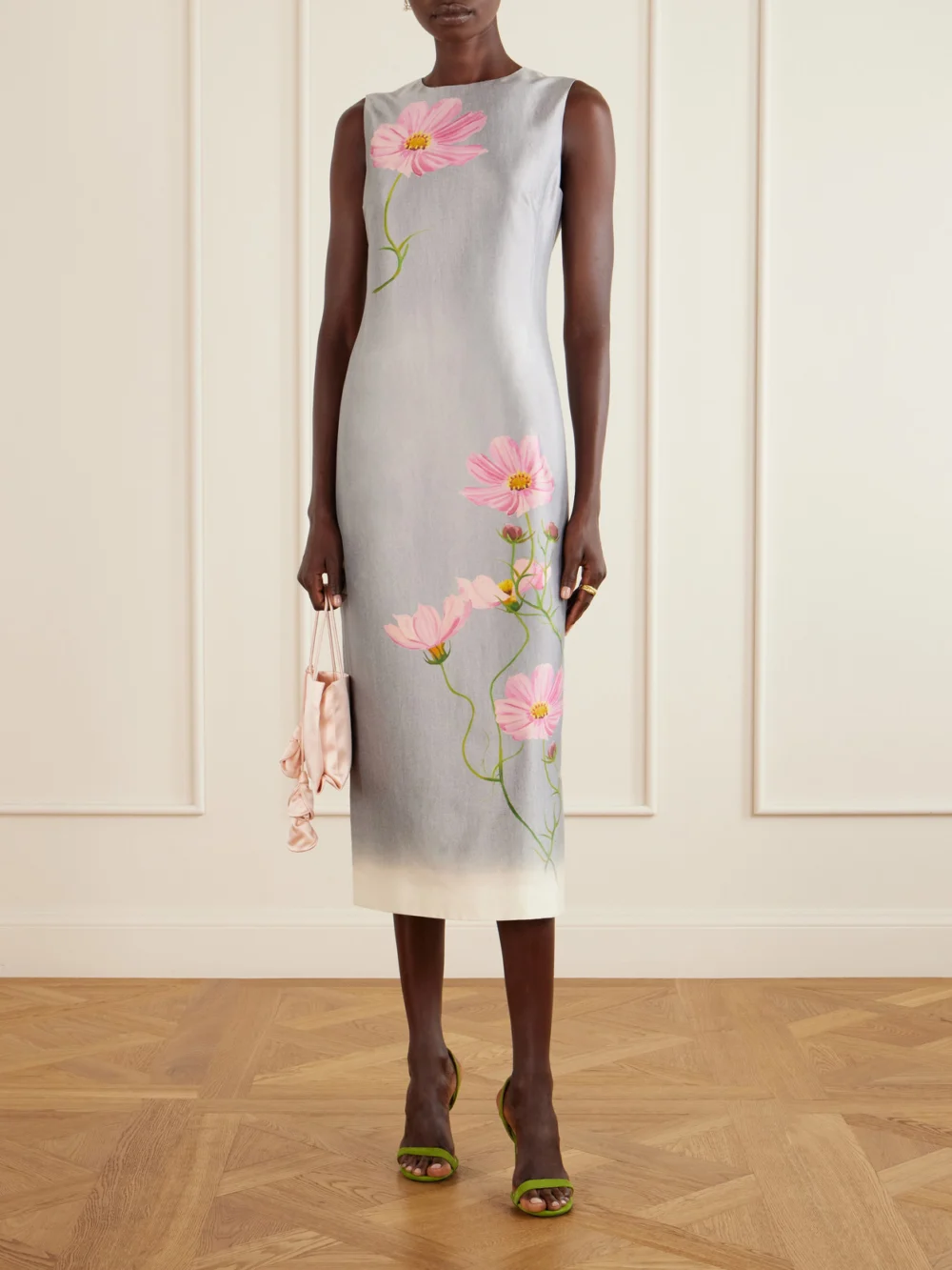 Oscar de la Renta Floral-print Satin Midi Dress, worn by a model