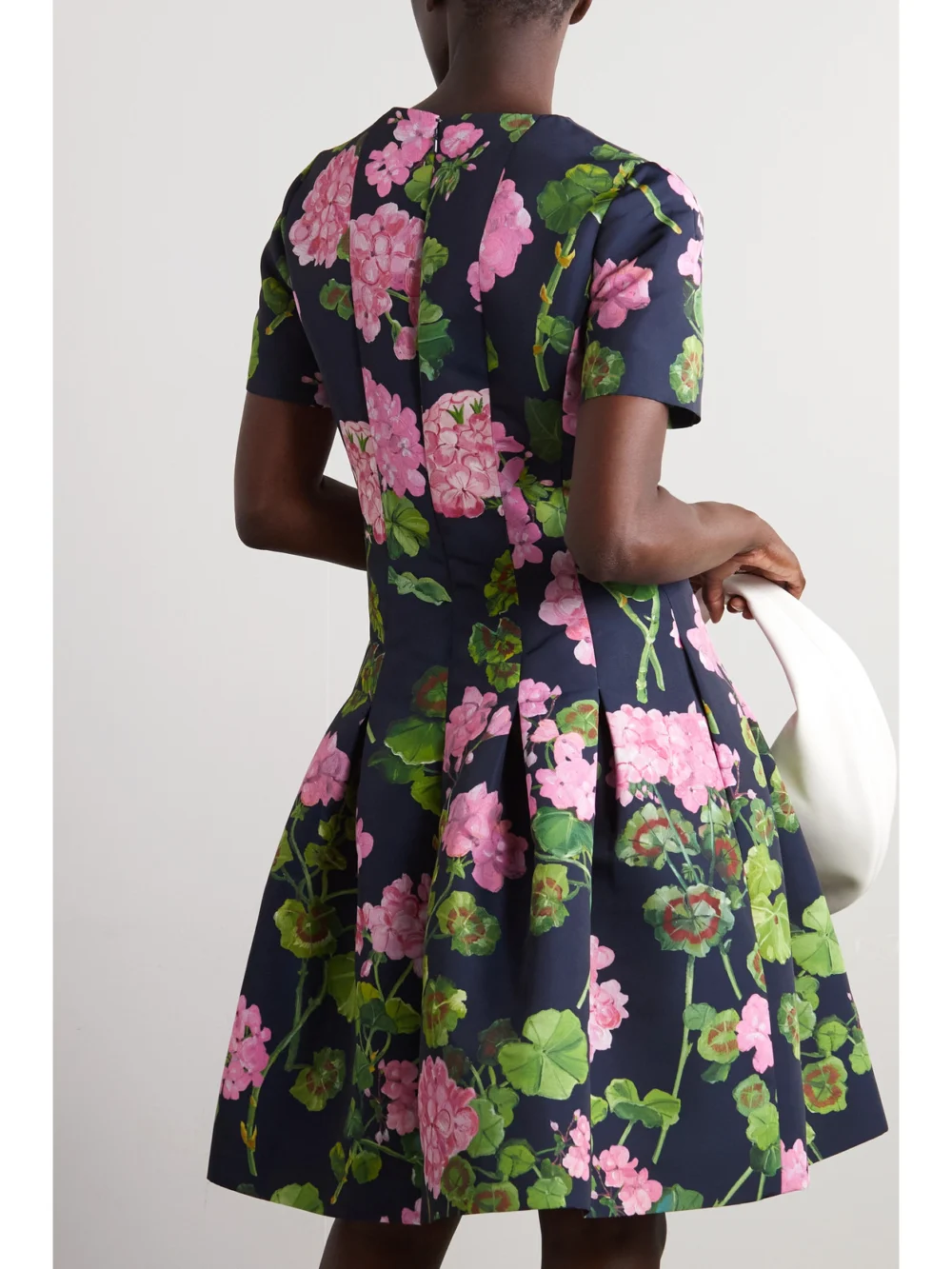 Back view of the Oscar de la Renta Pleated Floral-print Faille Dress