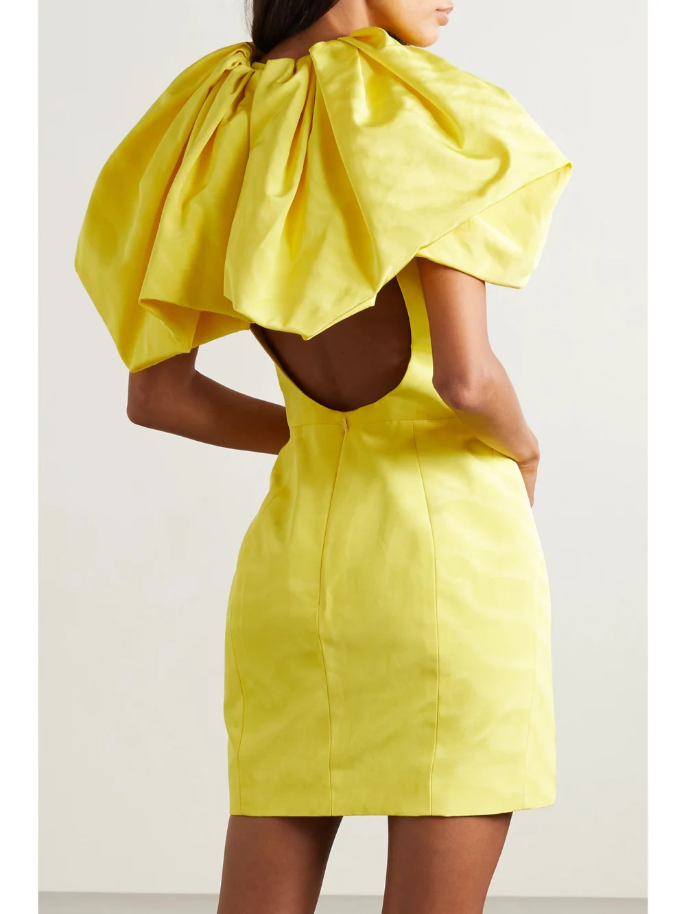 Back view of the Oscar de la Renta Ruffled Cotton-blend Faille Mini Dress