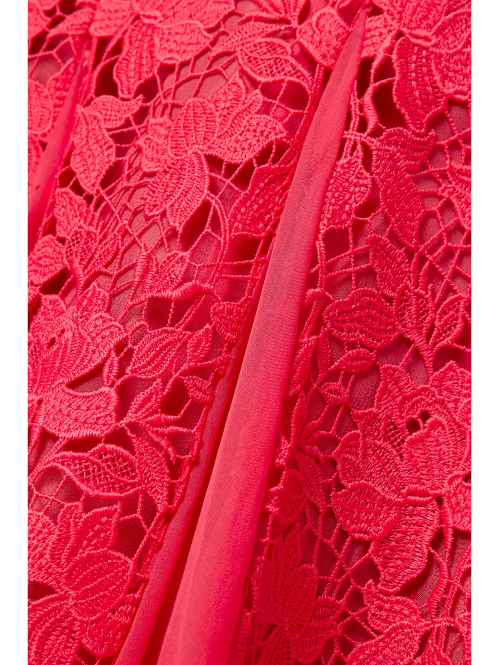 Close-up detail of the Oscar de la Renta Silk-chiffon Trimmed Guipure Lace Midi Dress