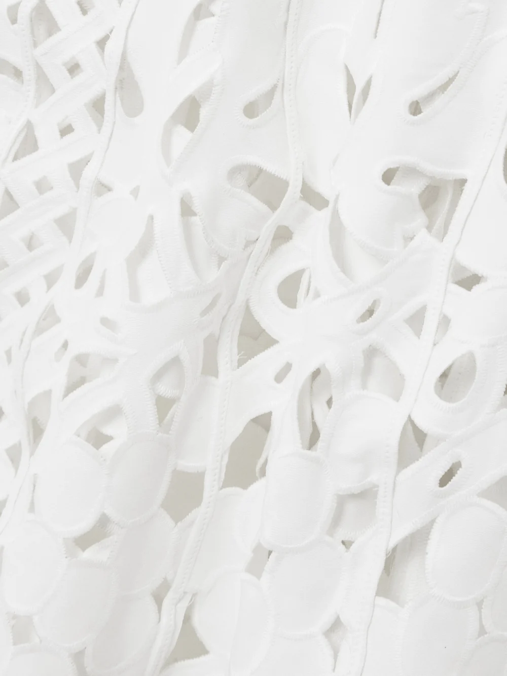 Close-up detail of the Oscar de la Renta Strapless Broderie Anglaise Midi Dress