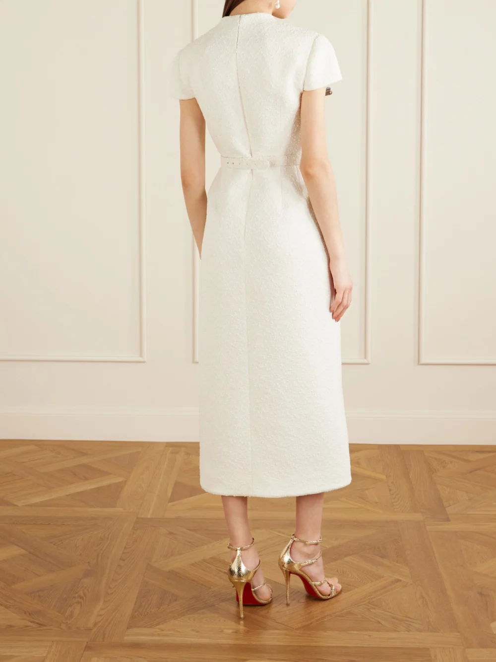 Back view of the Oscar de la Renta Wool-blend Tweed Midi Dress