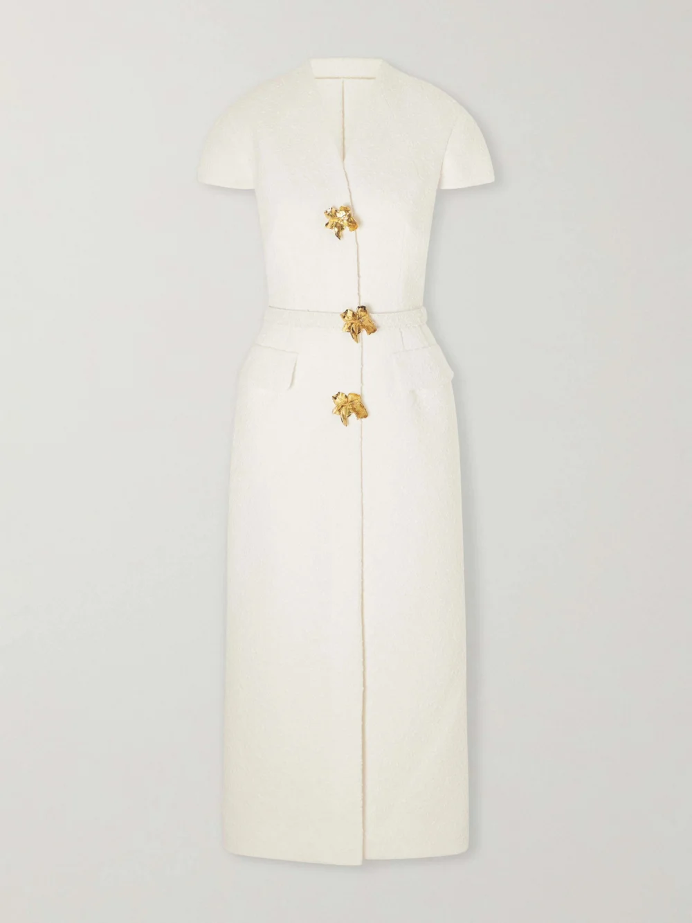 Oscar de la Renta Wool-blend Tweed Midi Dress in white