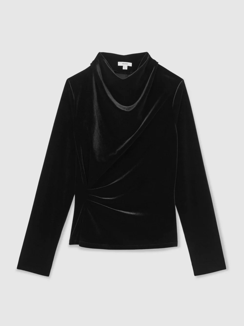 PAIGE Black Velvet Cowl-neck Long-sleeve Top, view 2