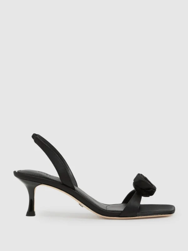 PAIGE Paige Black Satin Rosette Sandals