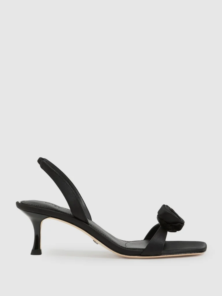 PAIGE Paige Black Satin Rosette Sandals