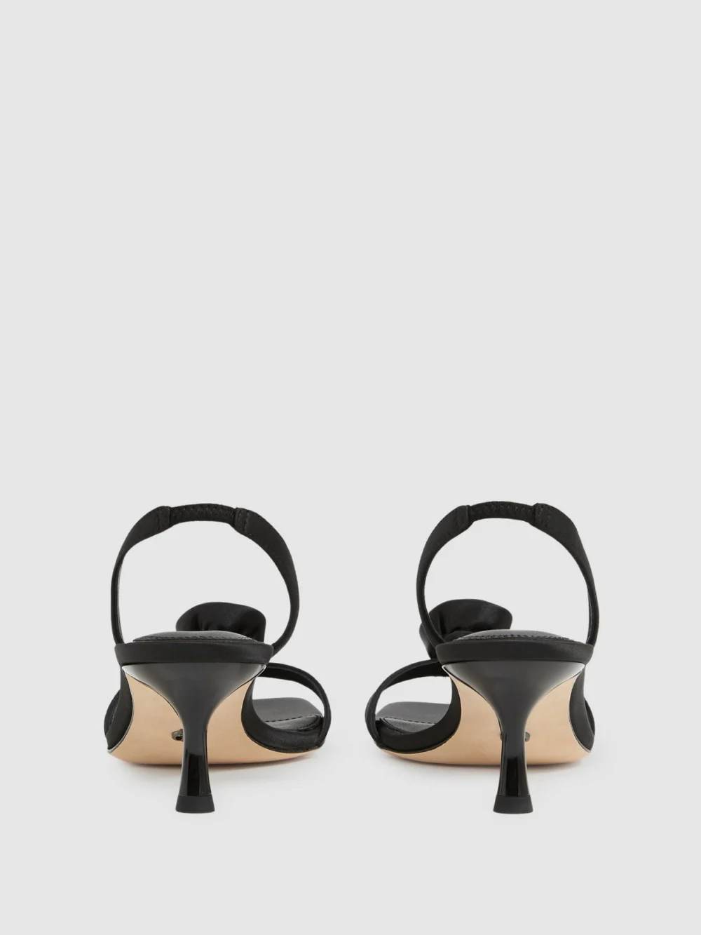 PAIGE Paige Black Satin Rosette Sandals, view 3