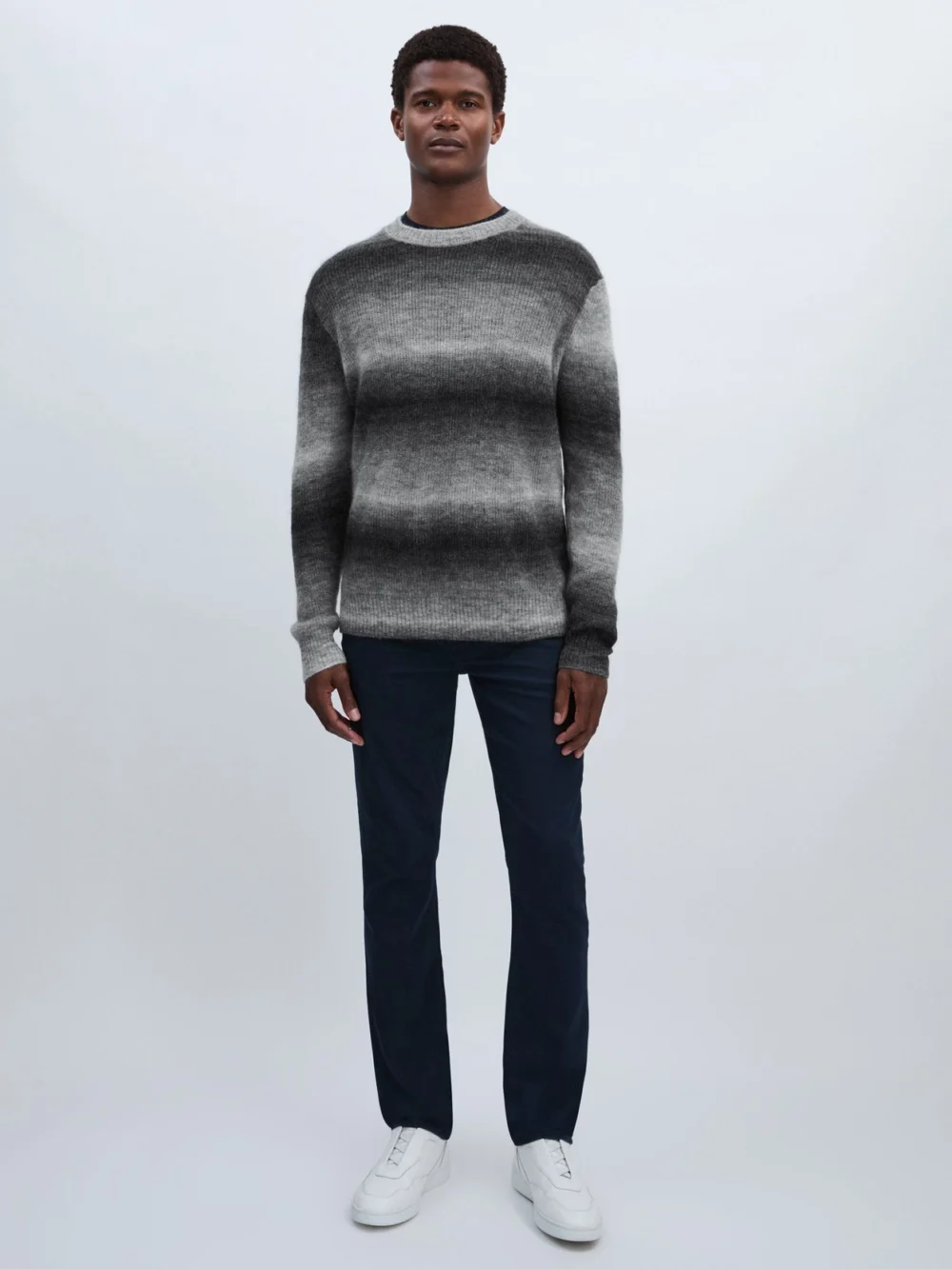 PAIGE Paige Contrast Stripe Grey Ombré-striped Jumper with Mohair