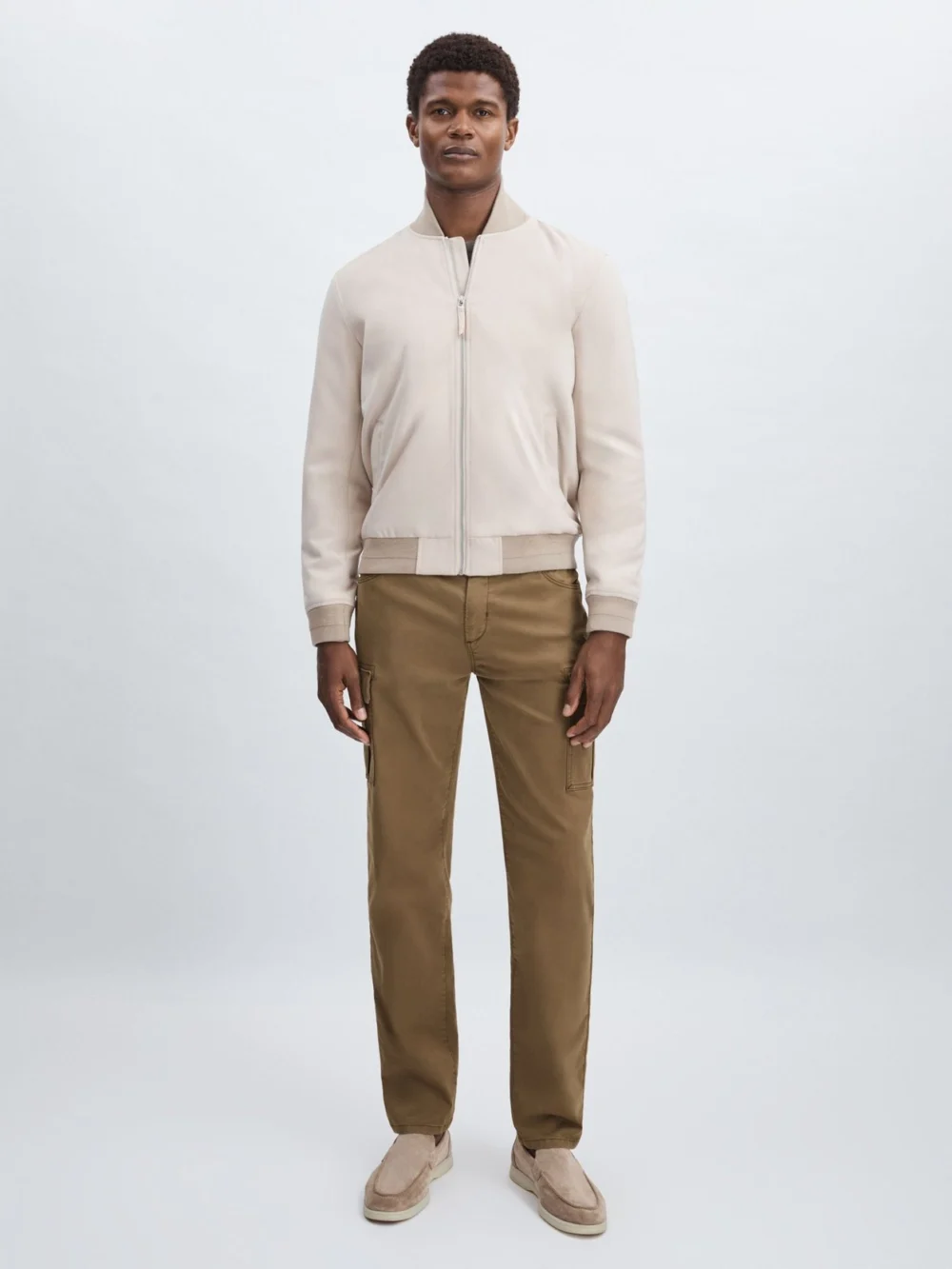 PAIGE Paige Sand Stretch-cotton Slim Trousers