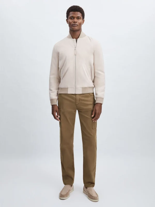 PAIGE Paige Sand Stretch-cotton Slim Trousers