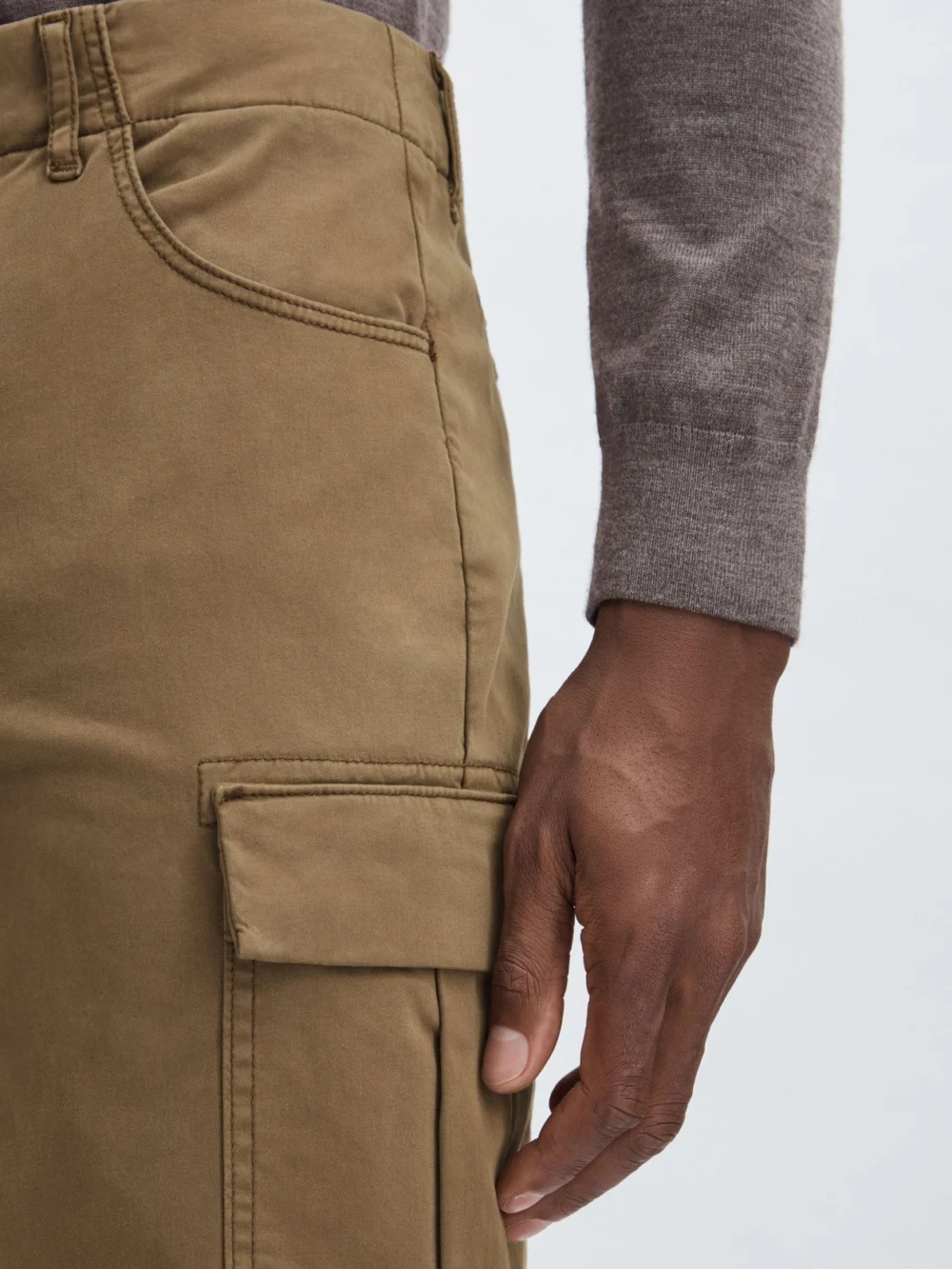 PAIGE Paige Sand Stretch-cotton Slim Trousers, view 4
