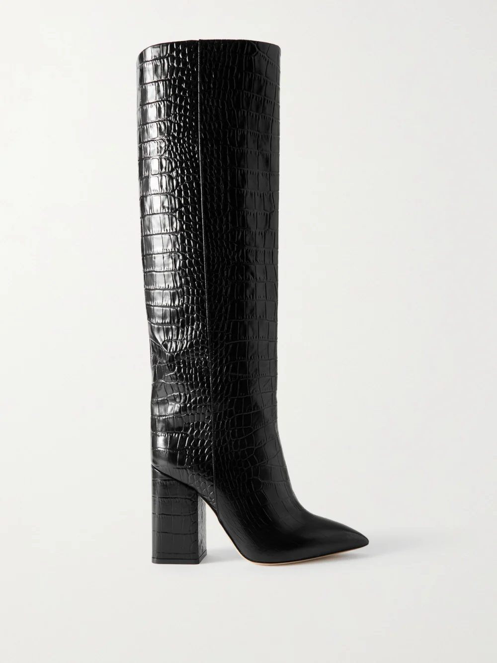 Paris Texas Anja Croc-effect Leather Knee Boots in black