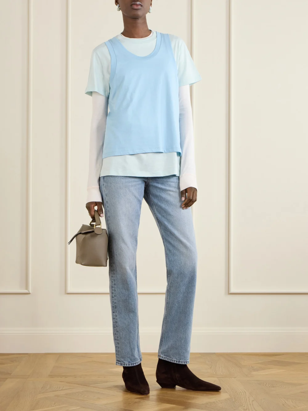 Paris Texas Bettina 25 Suede Ankle Boots, styled view