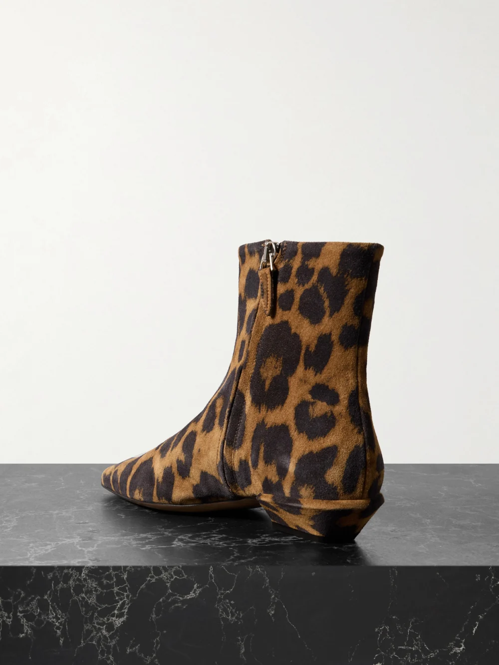 Back view of the Paris Texas Bettina Leopard-print Suede Ankle Boots
