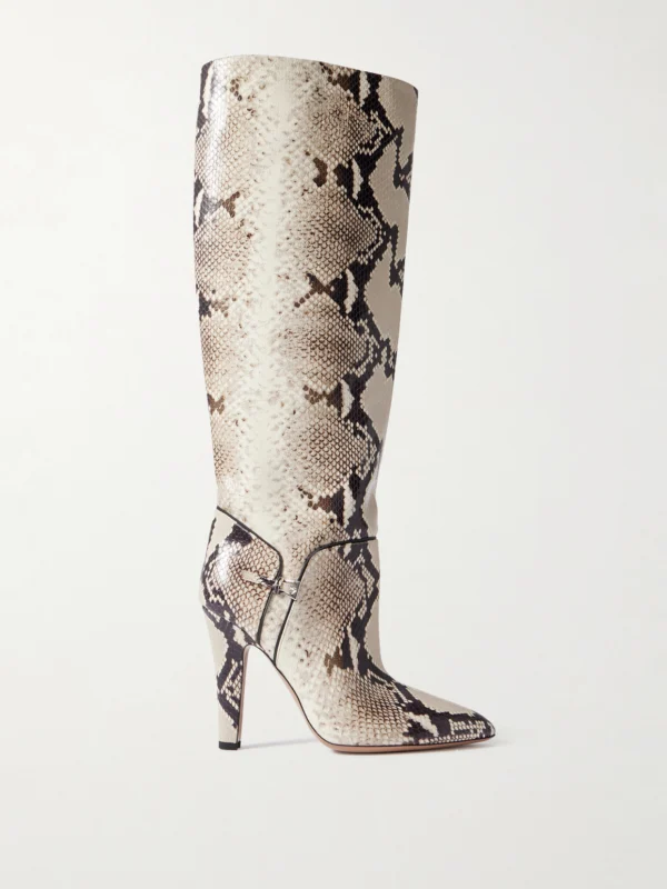 Paris Texas Elsa 100 Buckled Snake-effect Leather Knee Boots