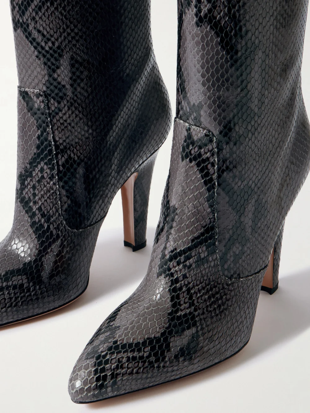 Close-up detail of the Paris Texas Elsa Snake-effect Leather Knee Boots