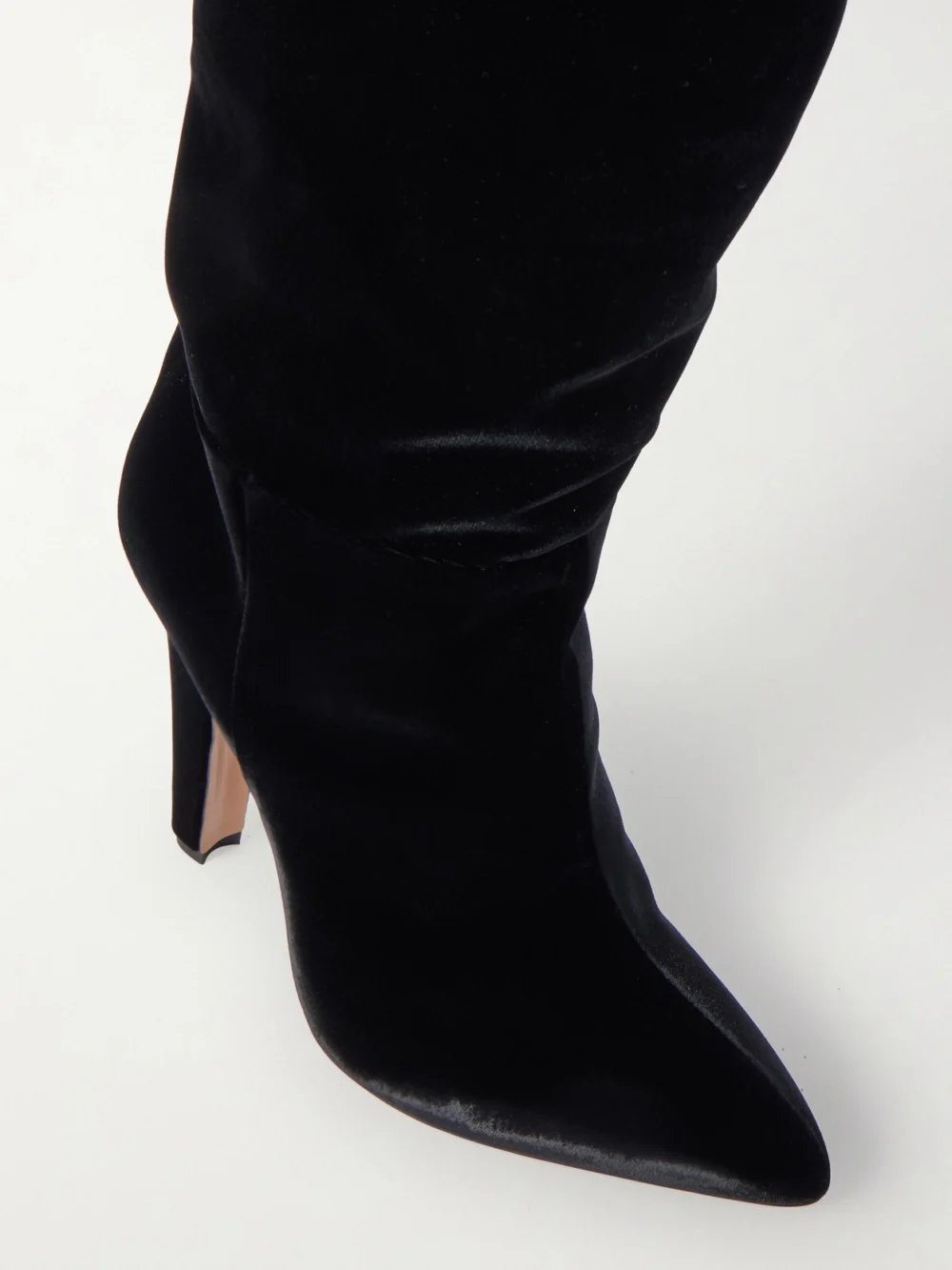 Close-up detail of the Paris Texas Elsa Velvet Over-the-knee Boots