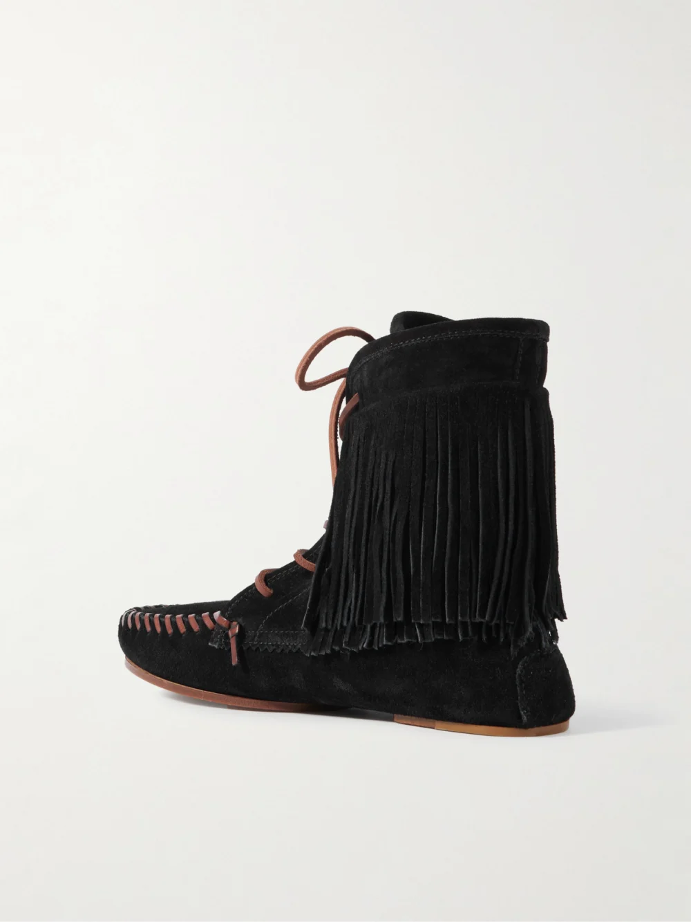 Back view of the Paris Texas Indiana Fringed Suede Ankle Boots