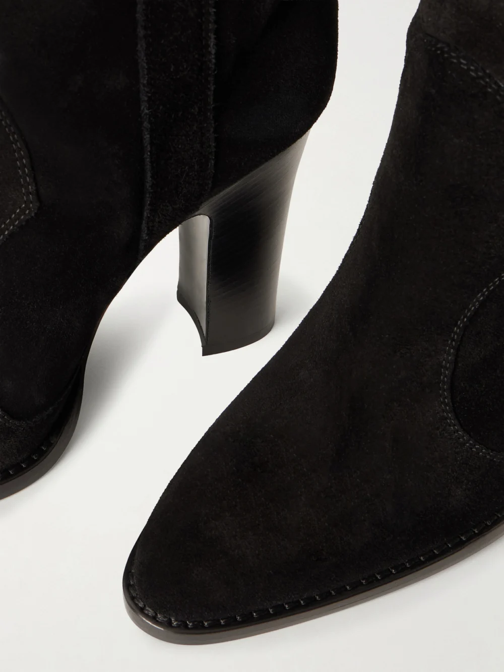 Close-up detail of the Paris Texas Lavinia 100 Suede Knee Boots