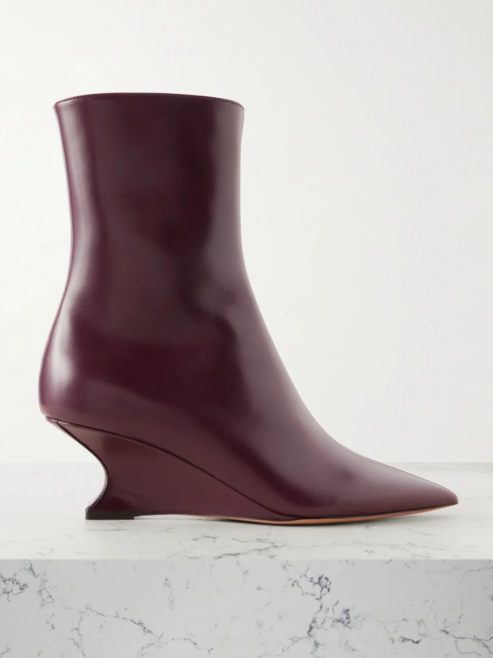 Paris Texas Nina 50 Leather Wedge Ankle Boots in burgundy