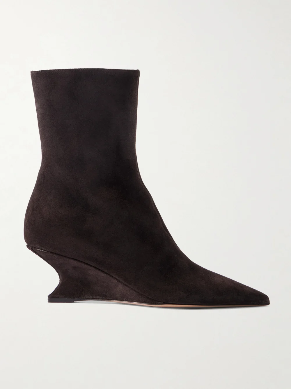 Paris Texas Nina Suede Wedge Ankle Boots in dark brown