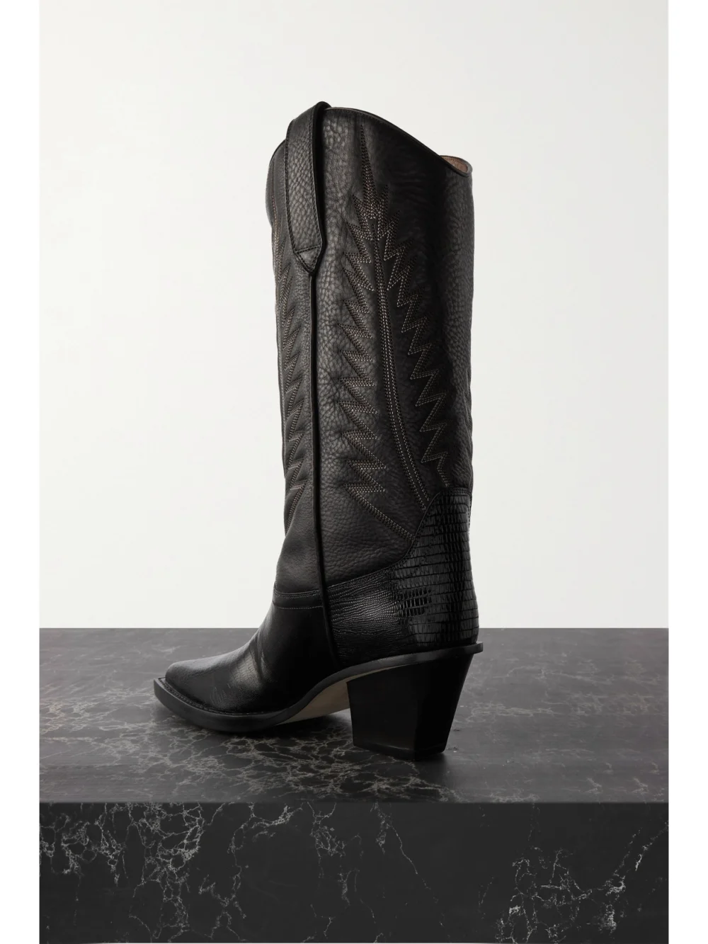 Back view of the Paris Texas Rosario Embroidered Textured and Croc-effect Leather Cowboy Boots