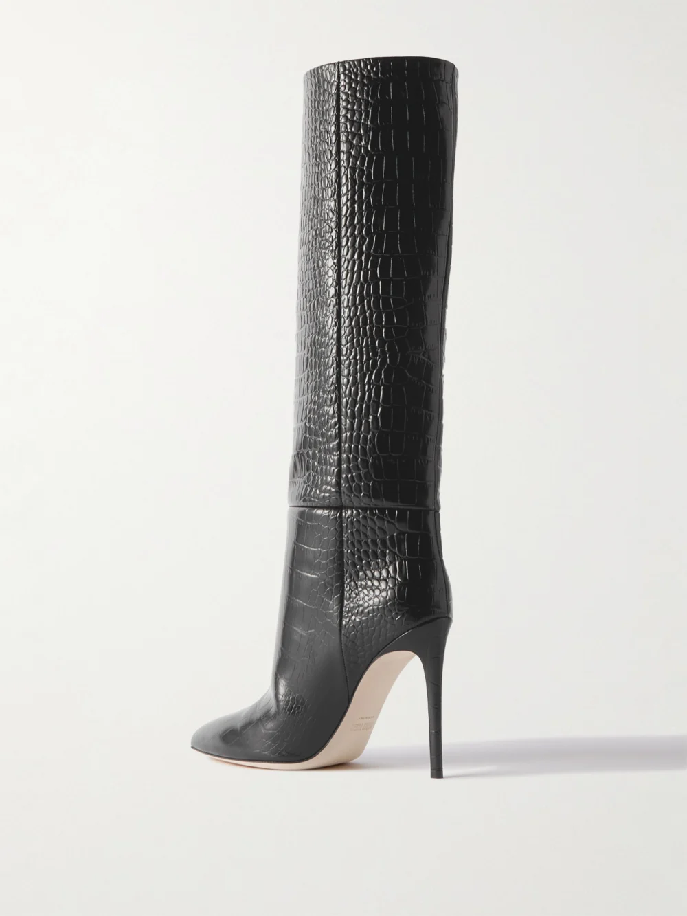Back view of the Paris Texas Stiletto 105 Croc-effect Leather Knee Boots