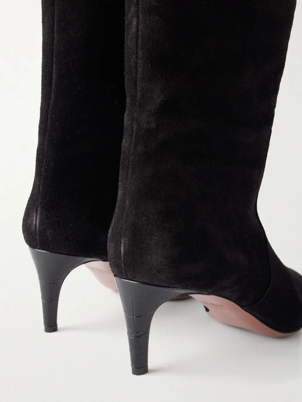 Close-up detail of the Paris Texas Stiletto 60 Suede Knee Boots