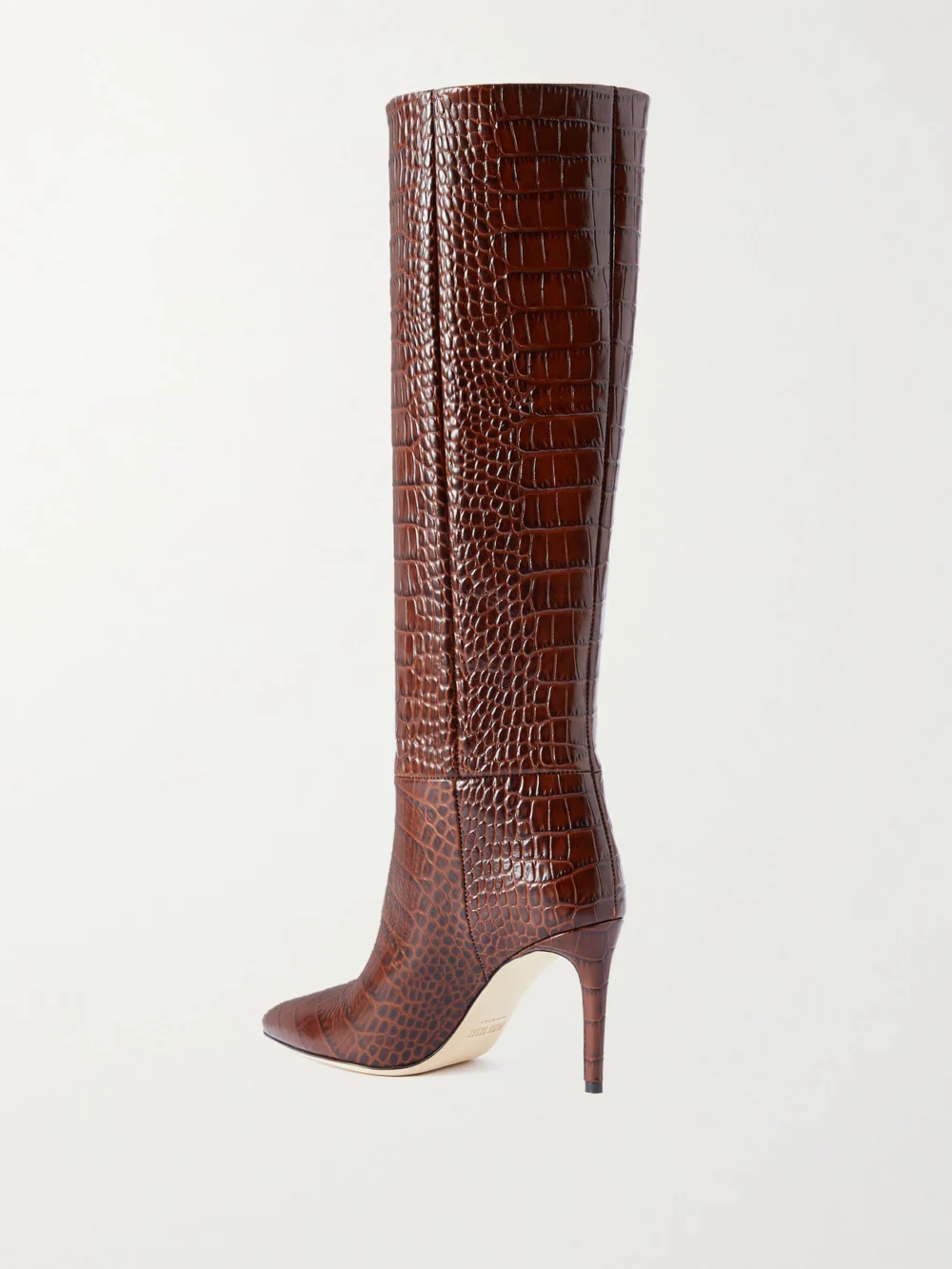 Back view of the Paris Texas Stiletto 85 Croc-effect Leather Knee Boots
