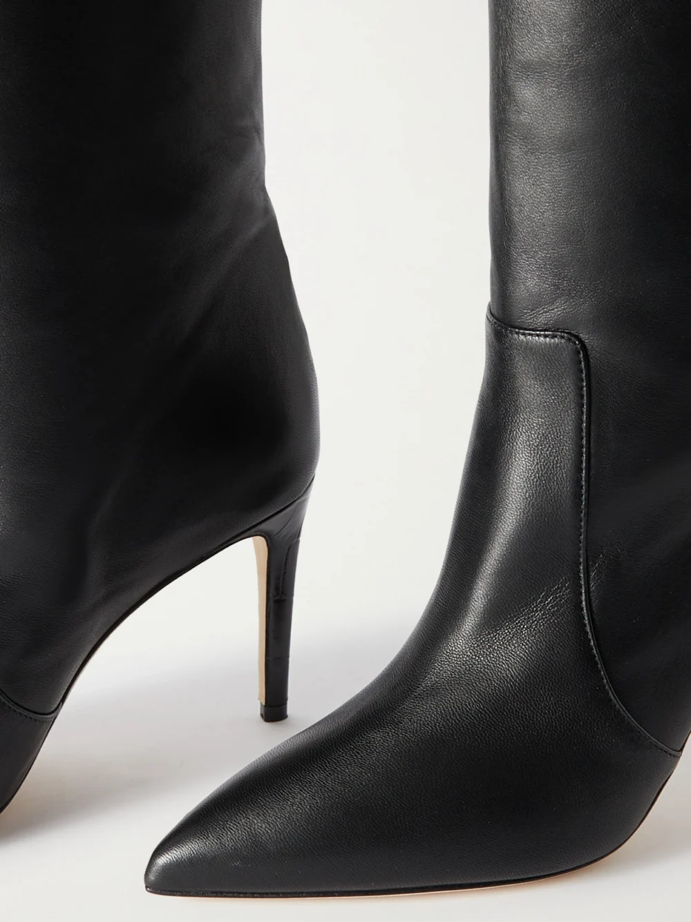 Close-up detail of the Paris Texas Stiletto 85 Leather Knee Boots