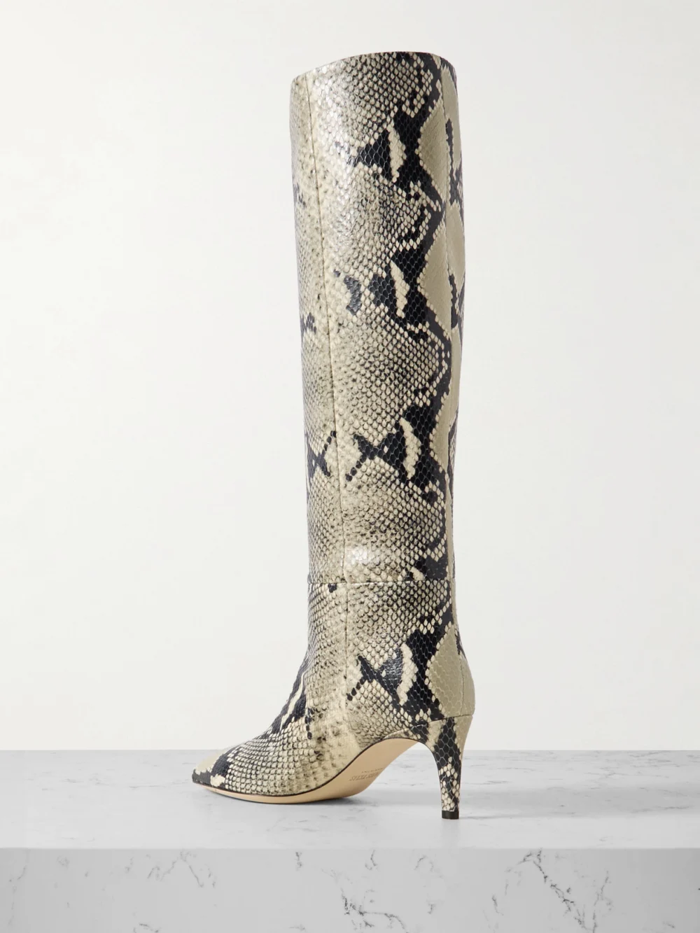 Back view of the Paris Texas Stiletto Snake-effect Leather Knee Boots